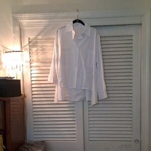 No Brand - White Women's High Low Button-Front Blouse